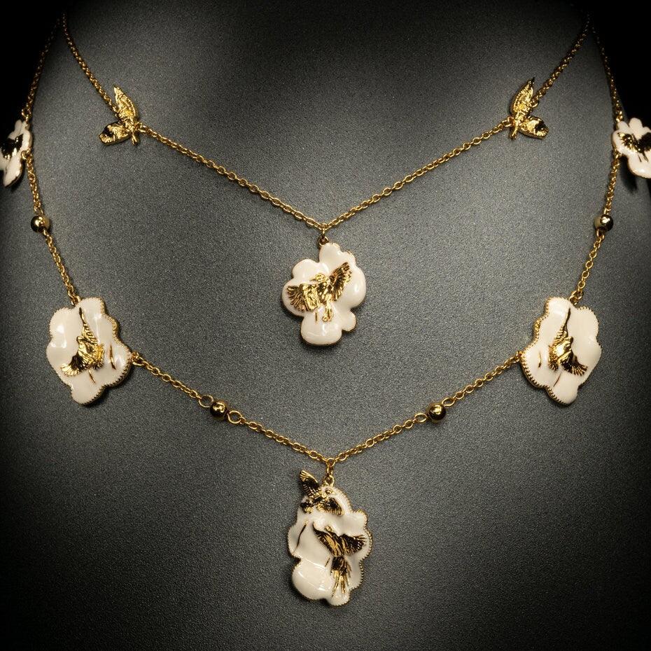 Unique Necklace "Arise" - Gold & Ivory Gift, Gift For Mom, Artistic, Jewelry