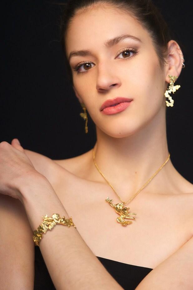 Unique Earrings "Butterfly Wind" - Gold Gift, Gift For Mom, Artistic, Jewelry