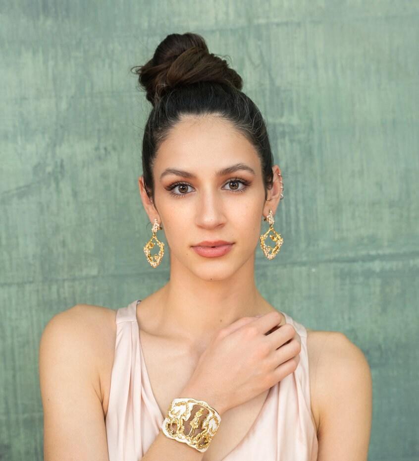 Unique Earrings "Harmony" - Gold & Ivory Gift, Gift For Mom, Artistic, Jewelry