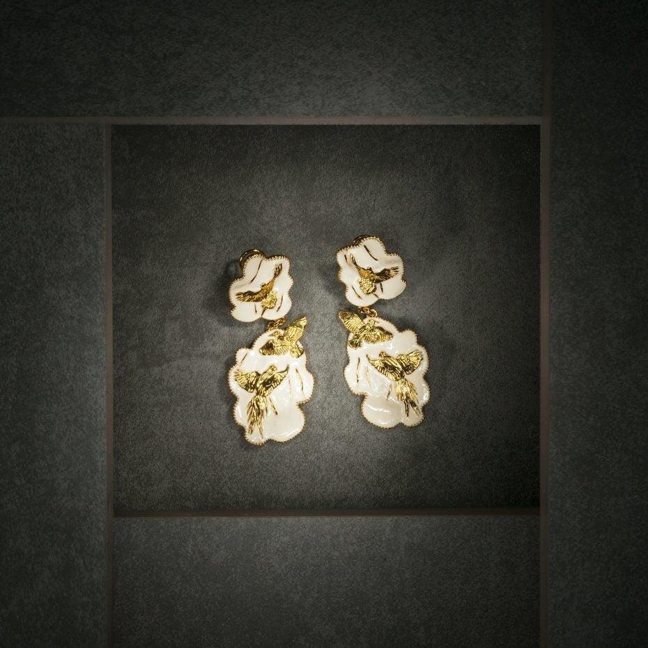 Unique Earrings "Arise" - Gold & Ivory Gift, Gift For Mom, Artistic, Jewelry