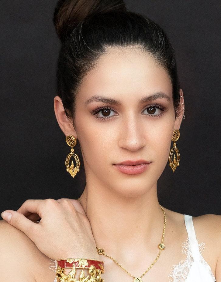 Unique Earrings "Vigor" Classic - Gold & Black Jewelry, Gift, Gift for Mom, Artistic