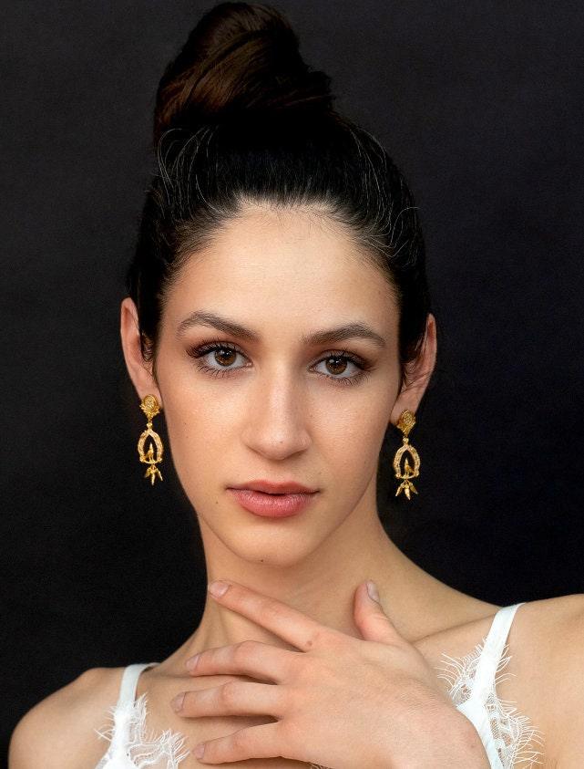 Unique Earrings "Vigor" with Feathers - Gold & Blush Jewelry, Gift, Gift for Mom, Artistic