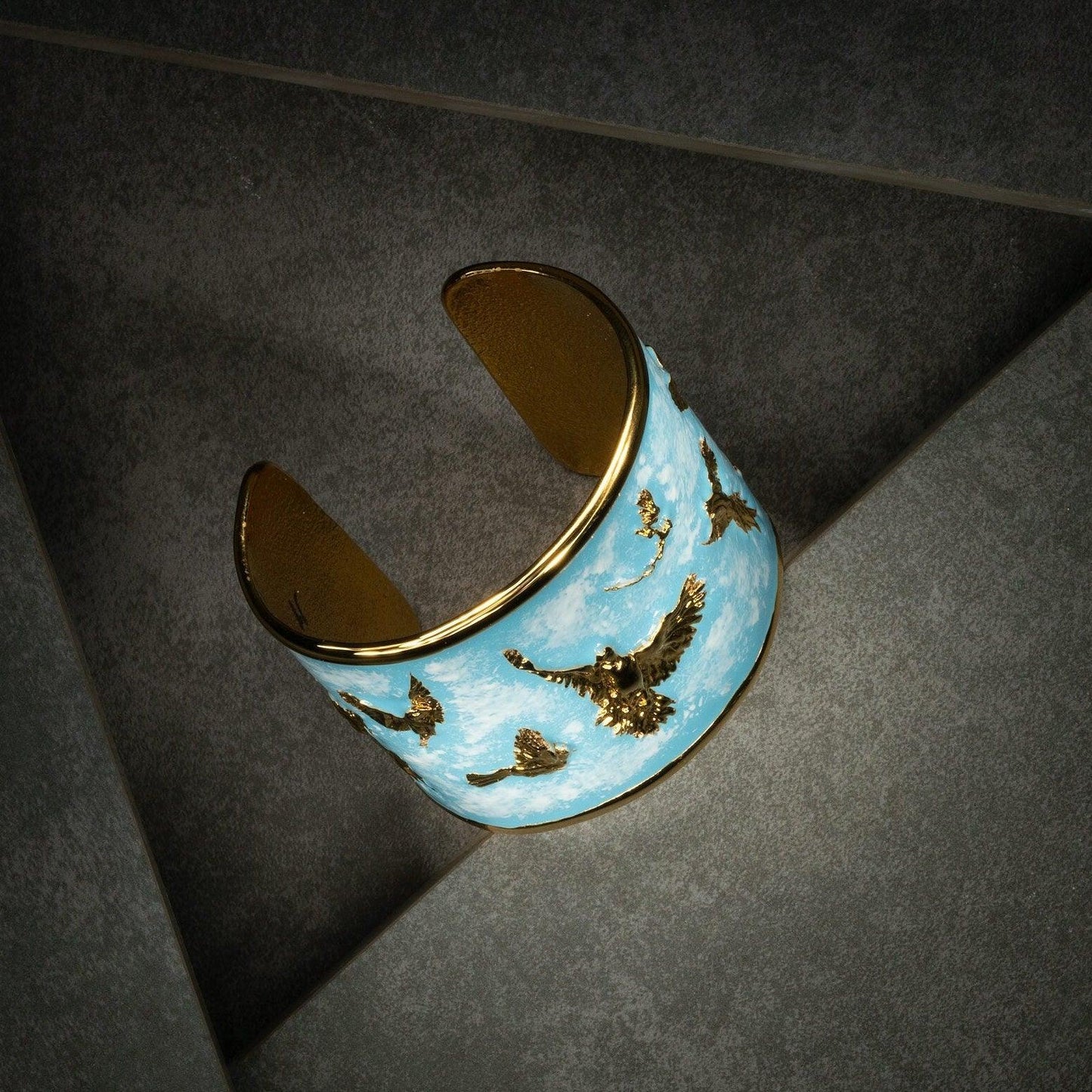 "Arise" Cuff Bracelet - Sky Blue with Clouds - Angela Mia Jewelry