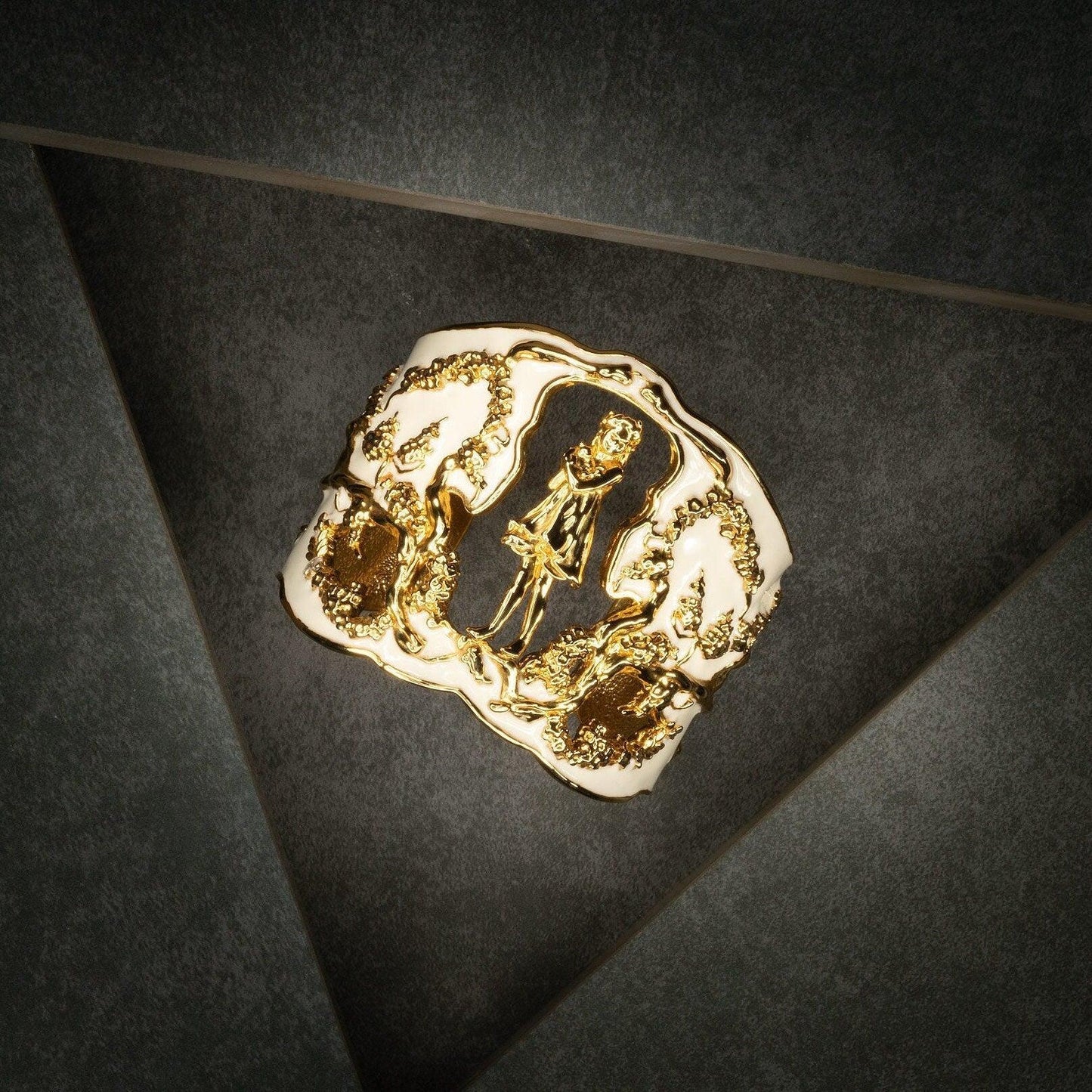 "Harmony" Cuff Bracelet - Gold & Ivory - Angela Mia Jewelry