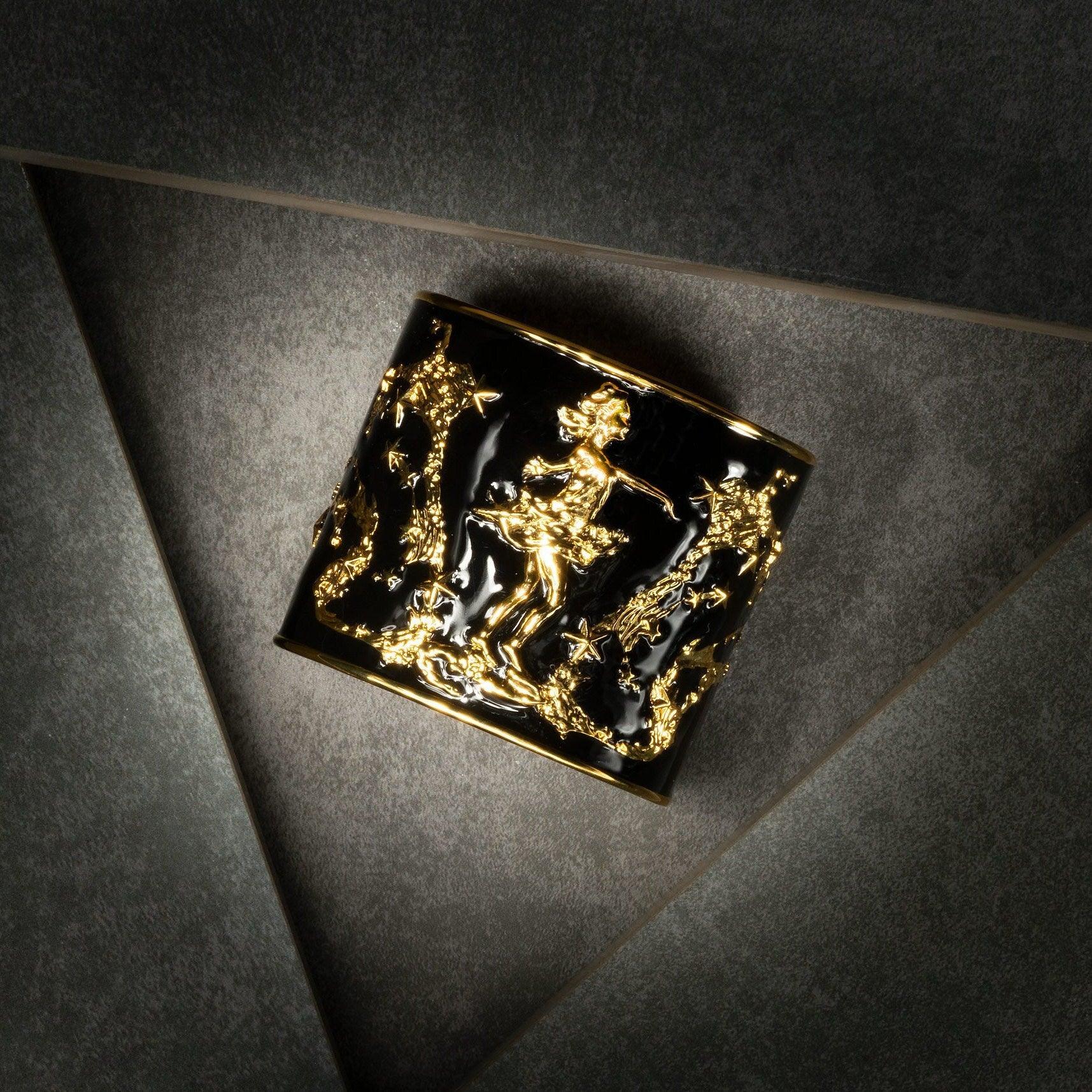 "She Moves The Stars" Cuff Bracelet - Gold & Black - Angela Mia Jewelry