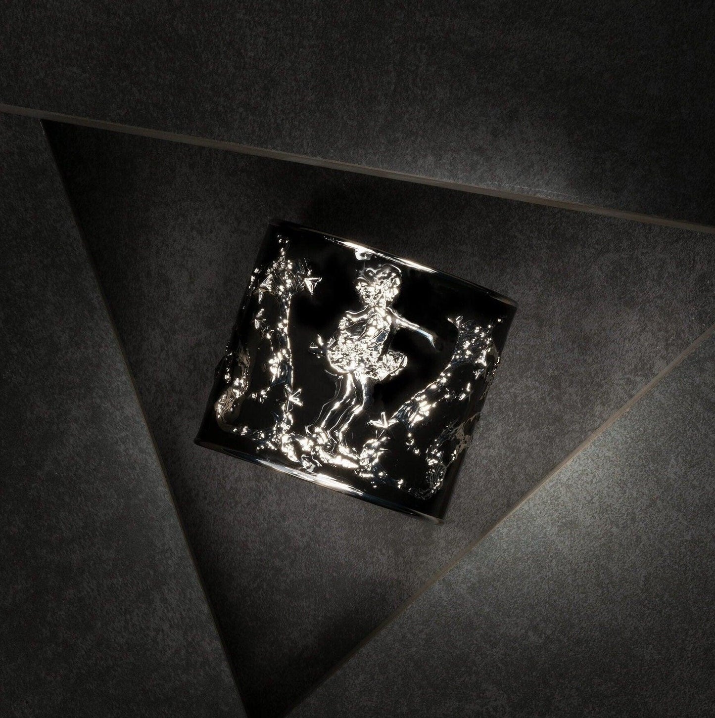 "She Moves The Stars" Bracelet Cuff - Silver & Black - Angela Mia Jewelry