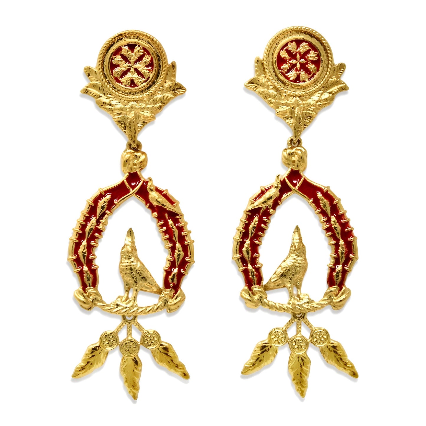 Unique Earrings "Vigor" with Feathers - Gold & Blush Jewelry, Gift, Gift for Mom, Artistic