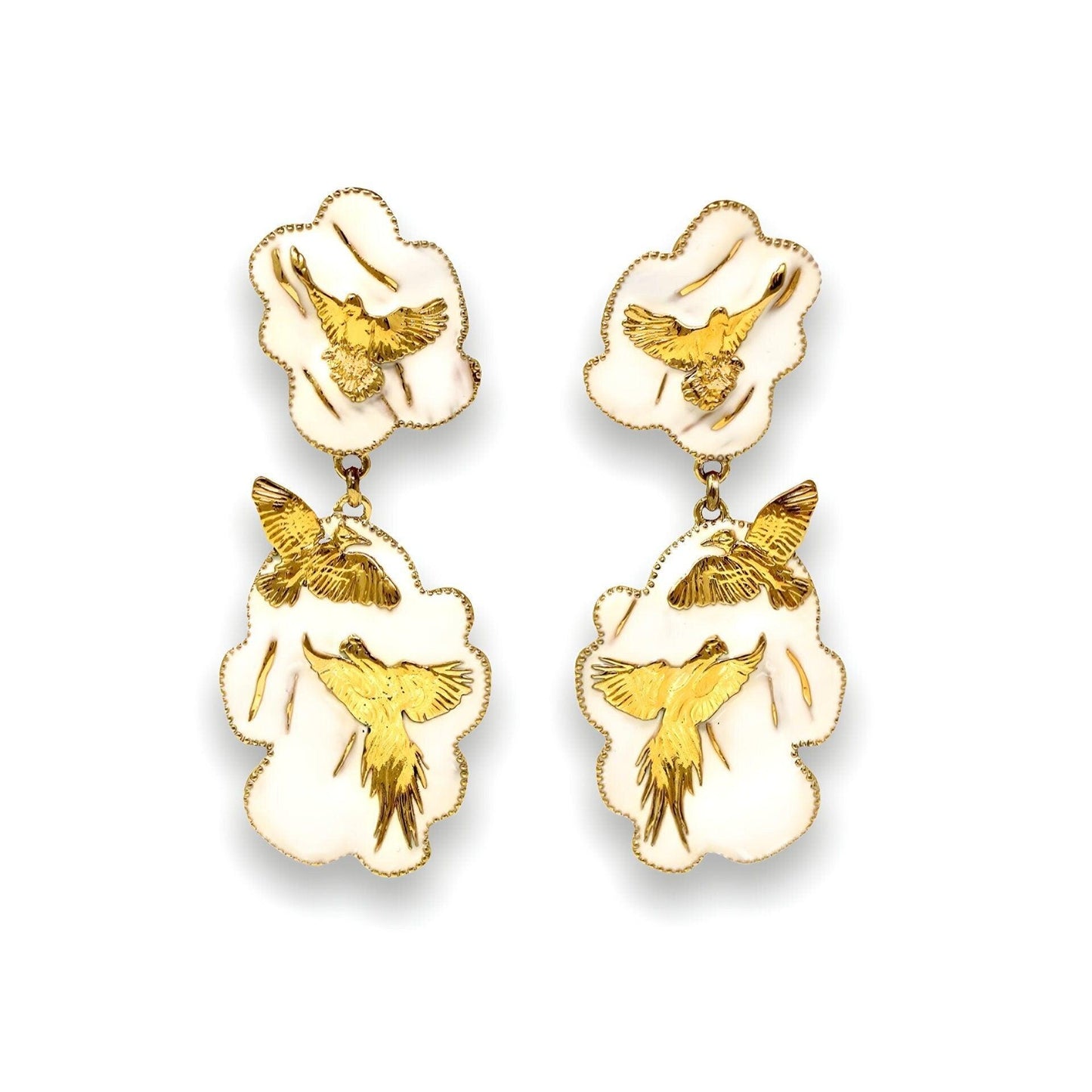 Unique Earrings "Arise" - Gold & Ivory Gift, Gift For Mom, Artistic, Jewelry