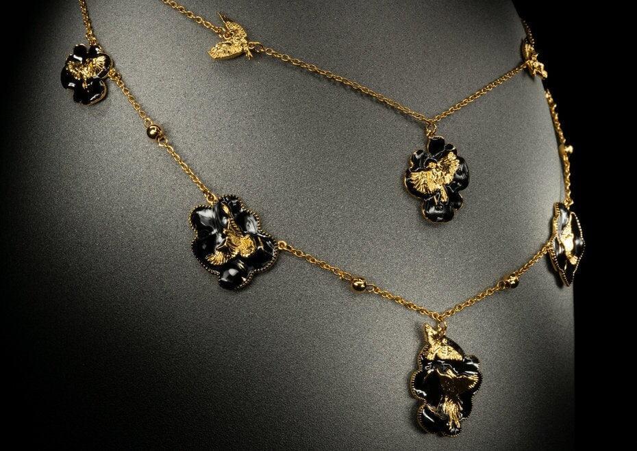 Unique Necklace "Arise" - Gold & Black Gift, Gift For Mom, Artistic, Jewelry