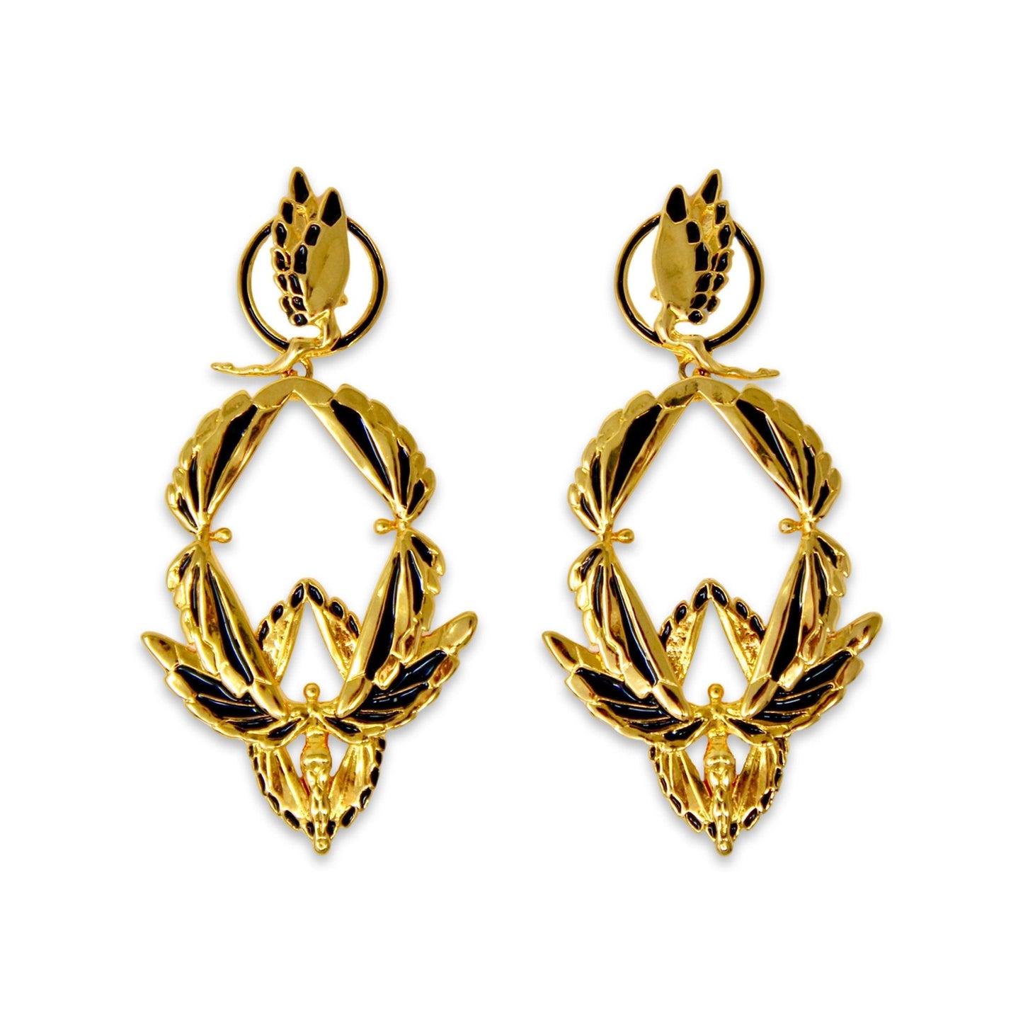 Unique Earrings "Soaring" - Gold & Champagne, Large Jewelry, Gift, Gift for Mom, Artistic