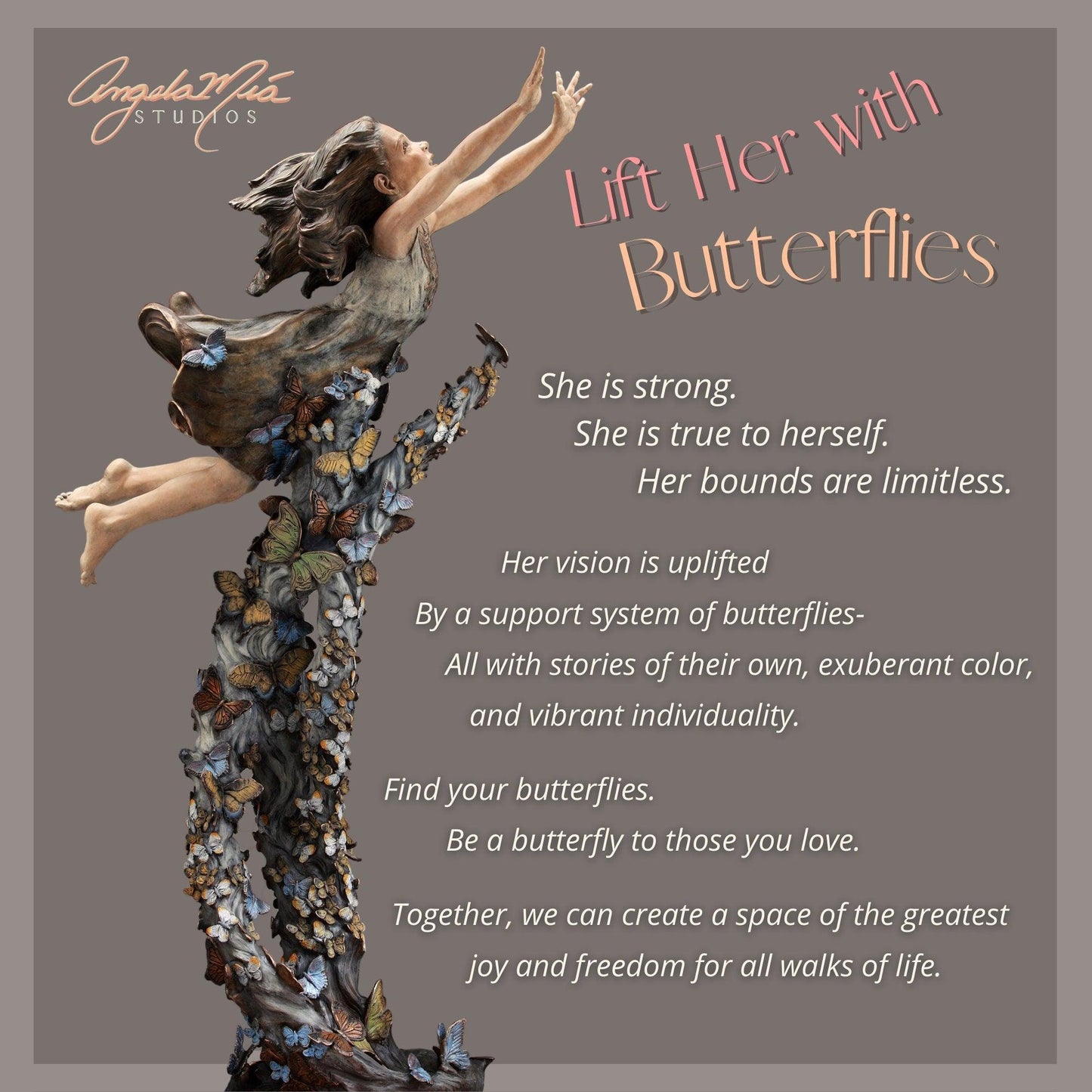 "Lift Her with Butterflies" Bracelet - Gold - Angela Mia Jewelry
