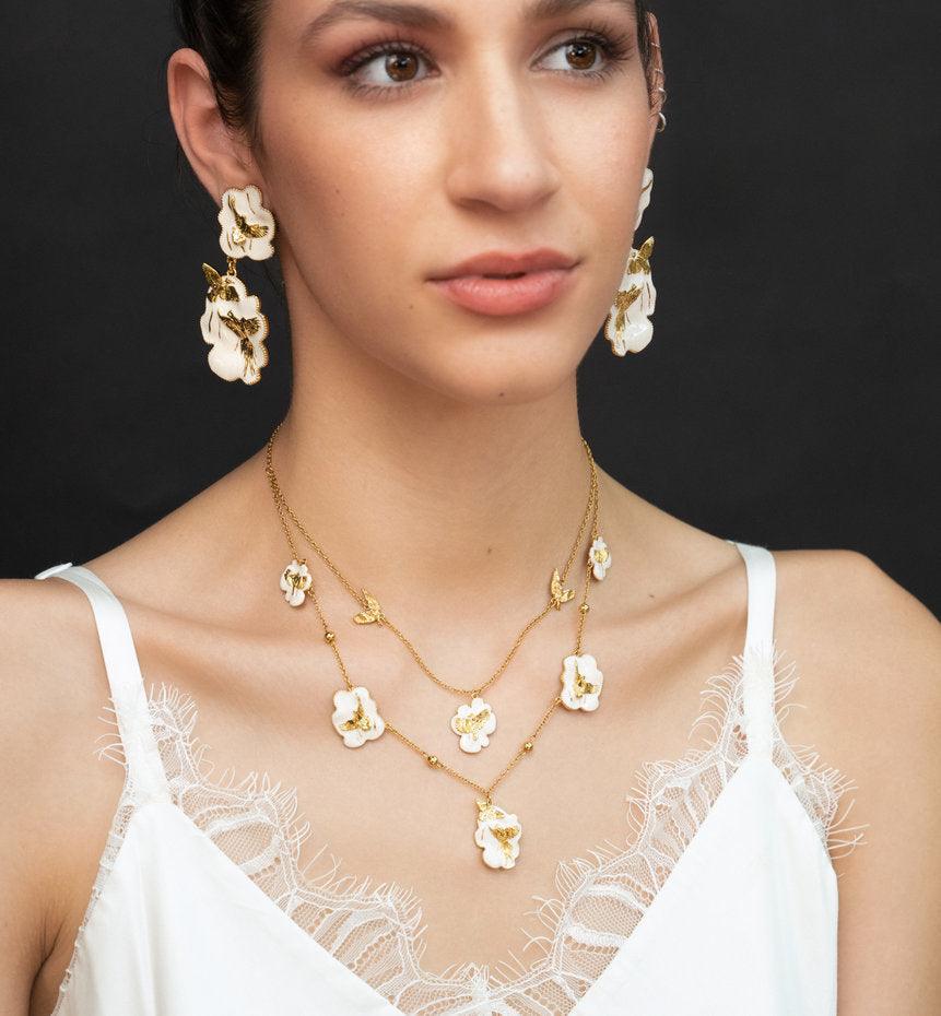 Unique Necklace "Arise" - Gold & Ivory Gift, Gift For Mom, Artistic, Jewelry