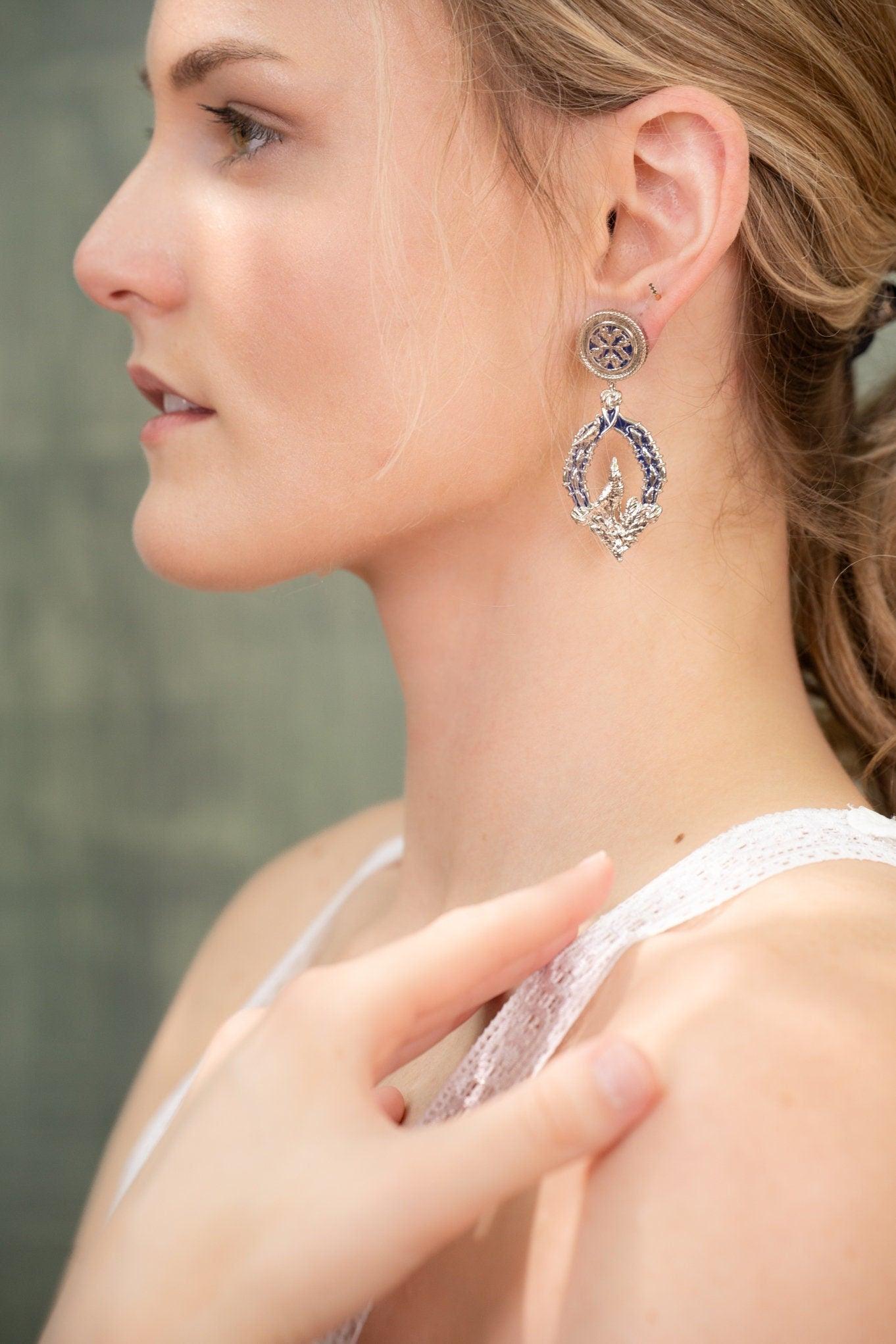 Unique Earrings "Vigor" Classic - Silver & Blue Jewelry, Gift, Gift for Mom, Artistic