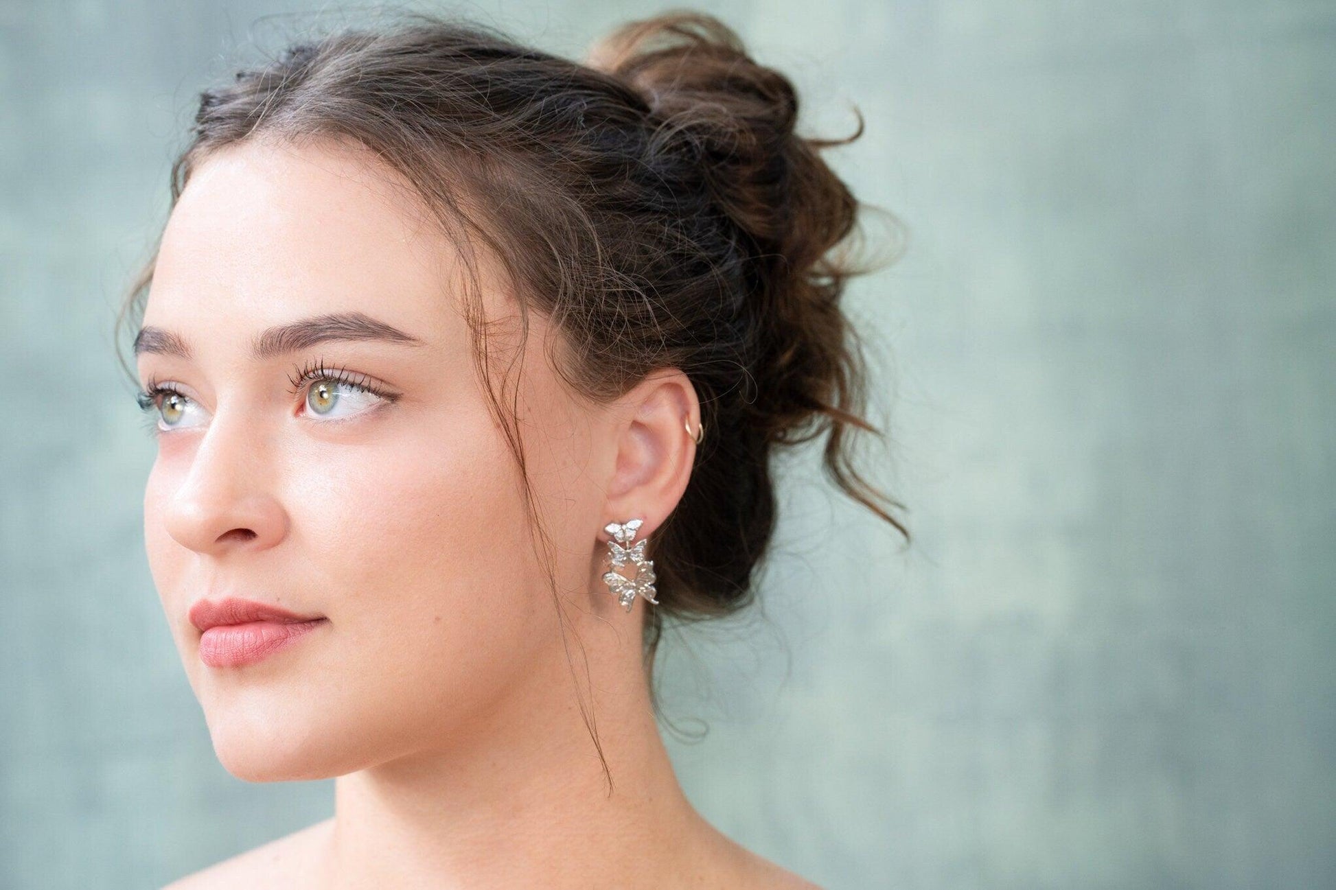 Unique Earrings "Butterfly Breeze" - White Rhodium Gift, Gift For Mom, Artistic, Jewelry
