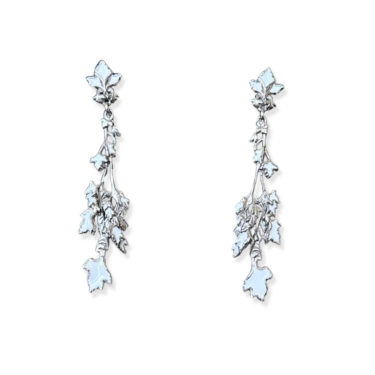 "Parsley" Earrings - White Rhodium & Bright White