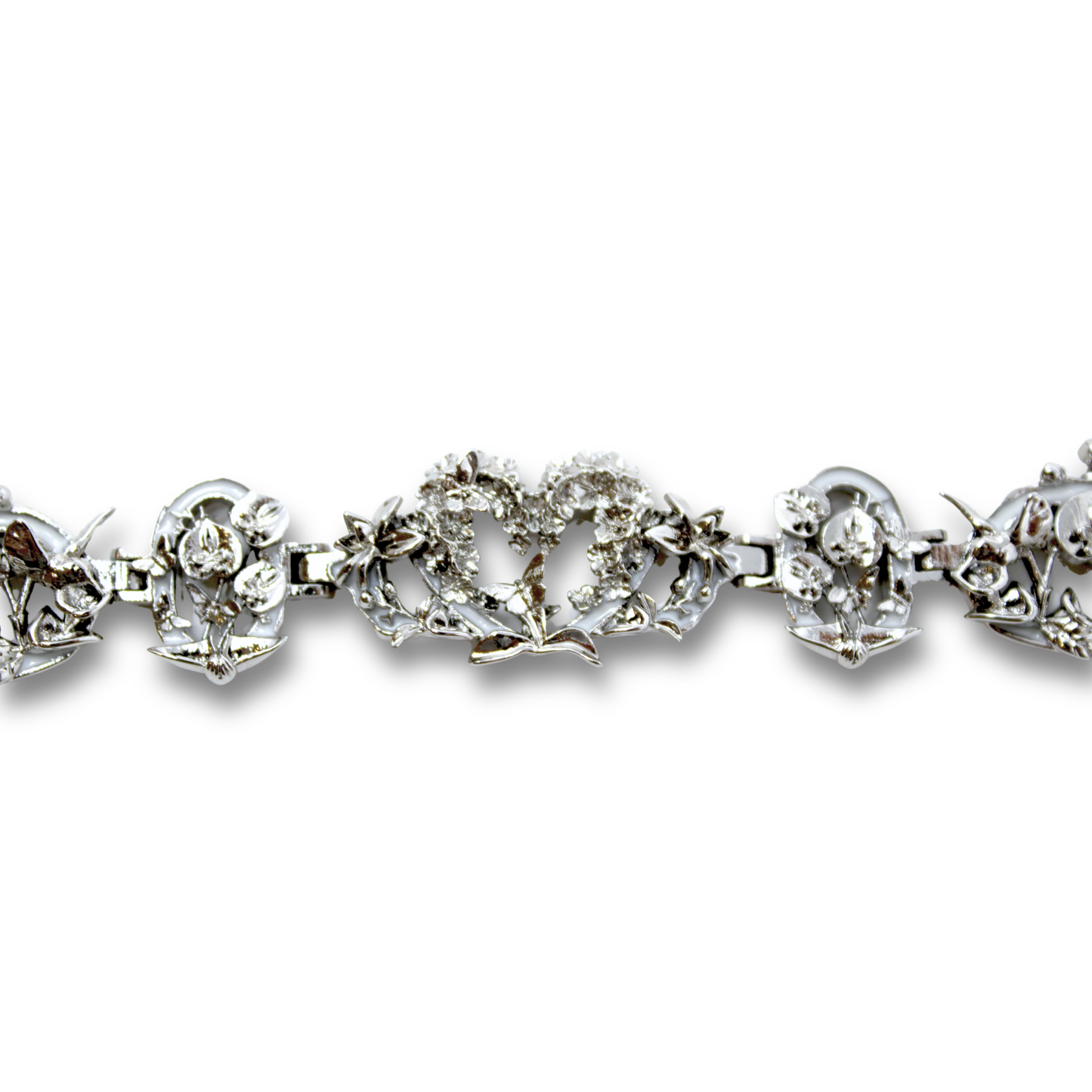 "Cherished Orchid" Bracelet - White Rhodium