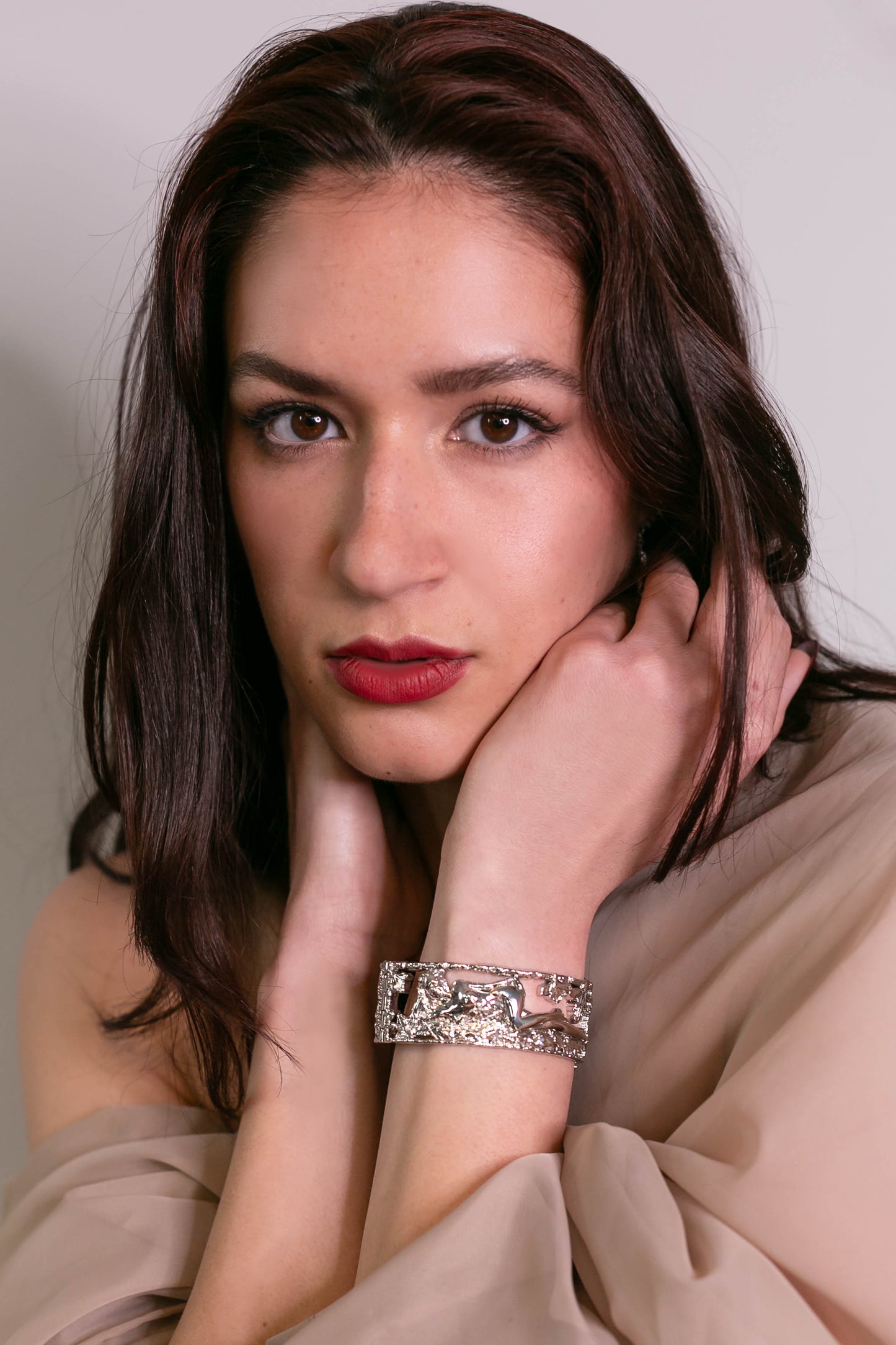 "Parsley" Bangle - White Rhodium
