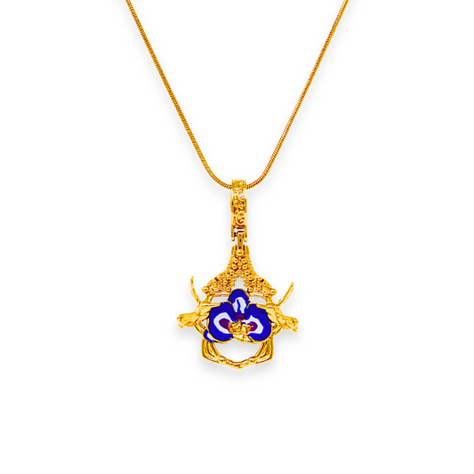 "Cherished Orchid" Pendant - Gold with IEP Blue Orchid House