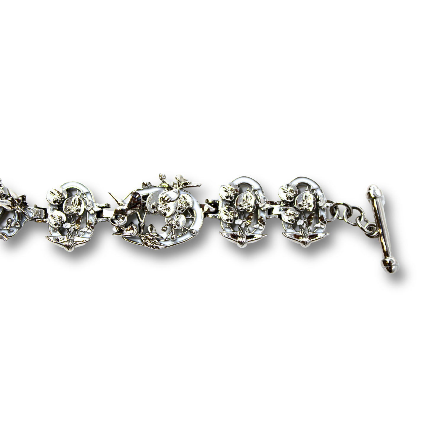 "Cherished Orchid" Bracelet - White Rhodium