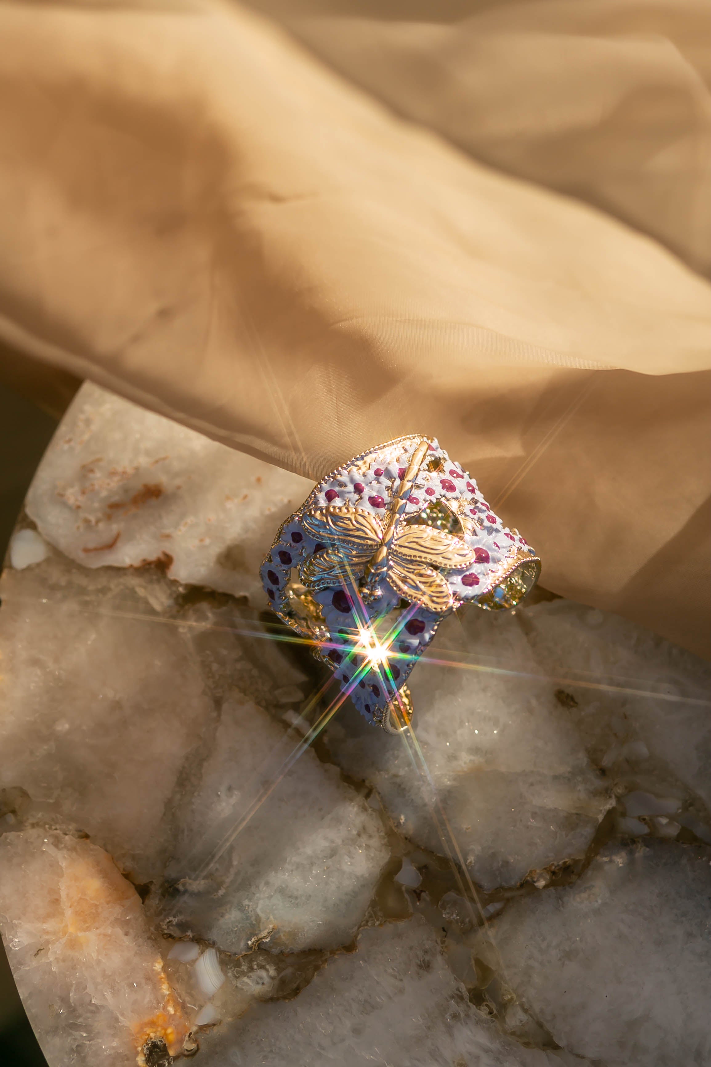 Fly Away White Rhodium Dragonfly Cuff Bracelet – Angela Mia Jewelry