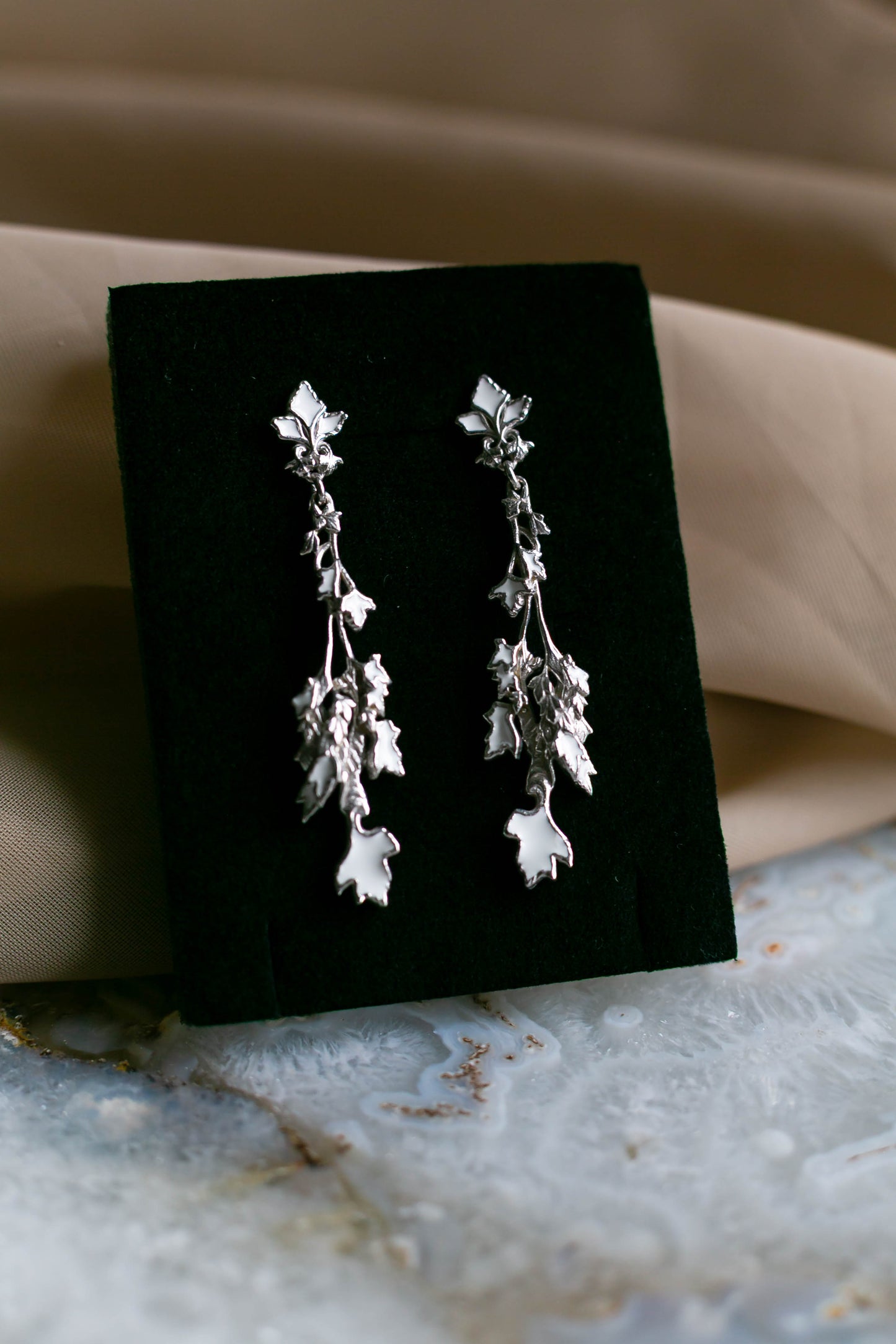 "Parsley" Earrings - White Rhodium & Bright White