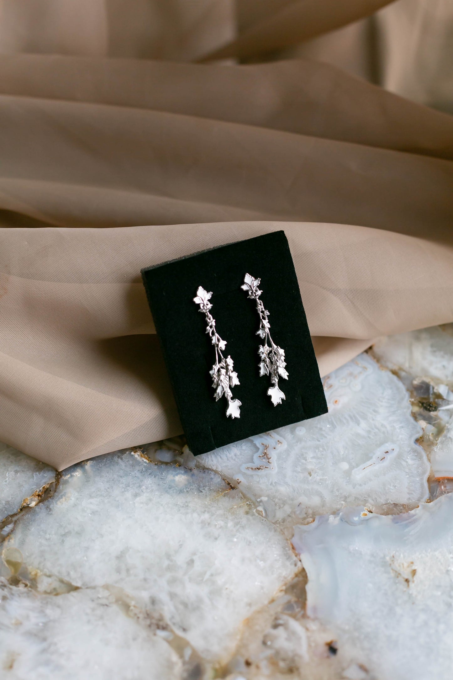 "Parsley" Earrings - White Rhodium & Bright White