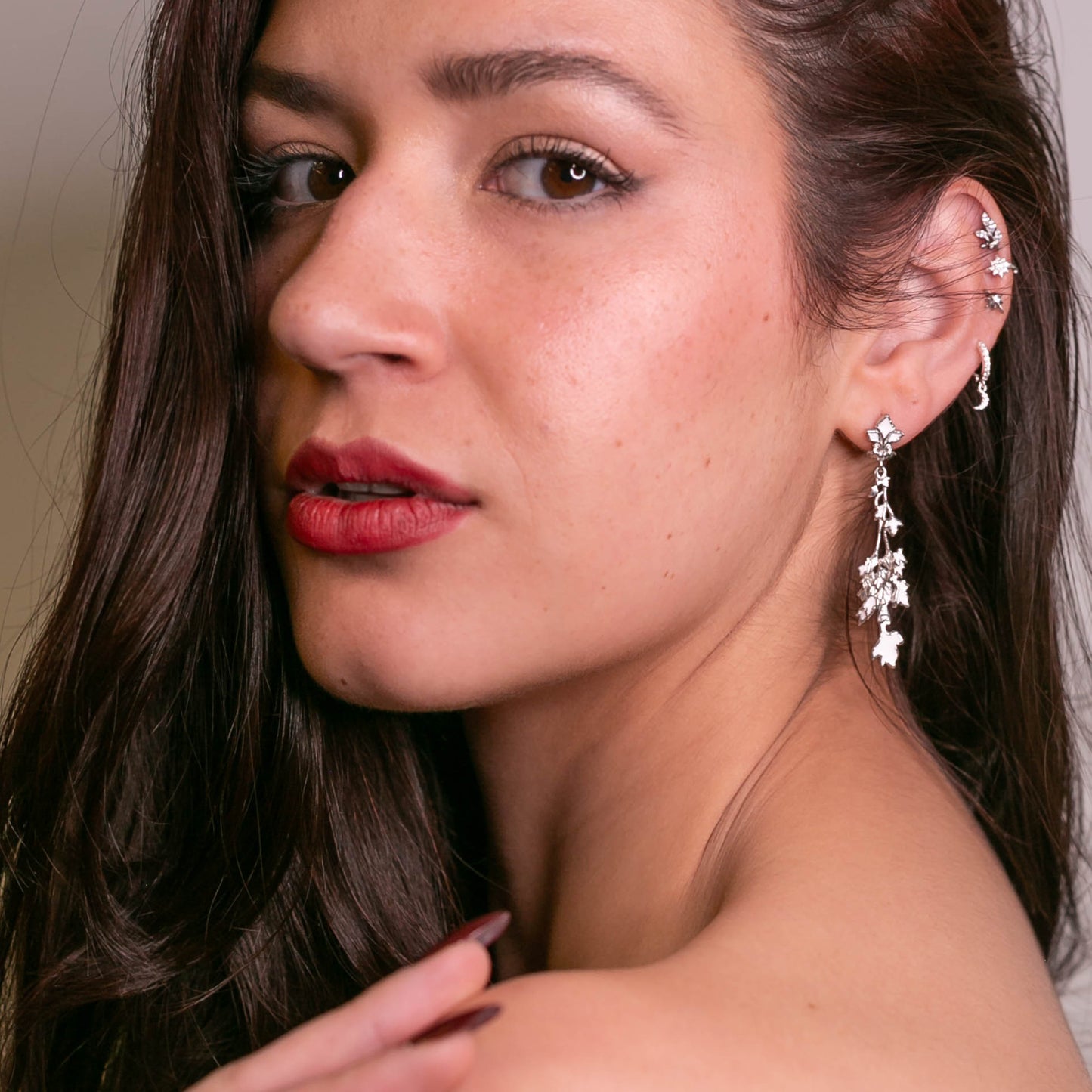 "Parsley" Earrings - White Rhodium & Bright White