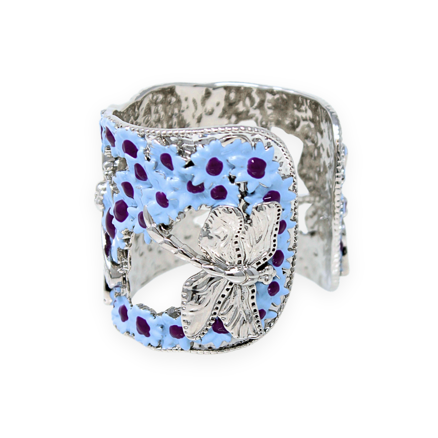 "Fly Away" Cuff Bracelet - White Rhodium