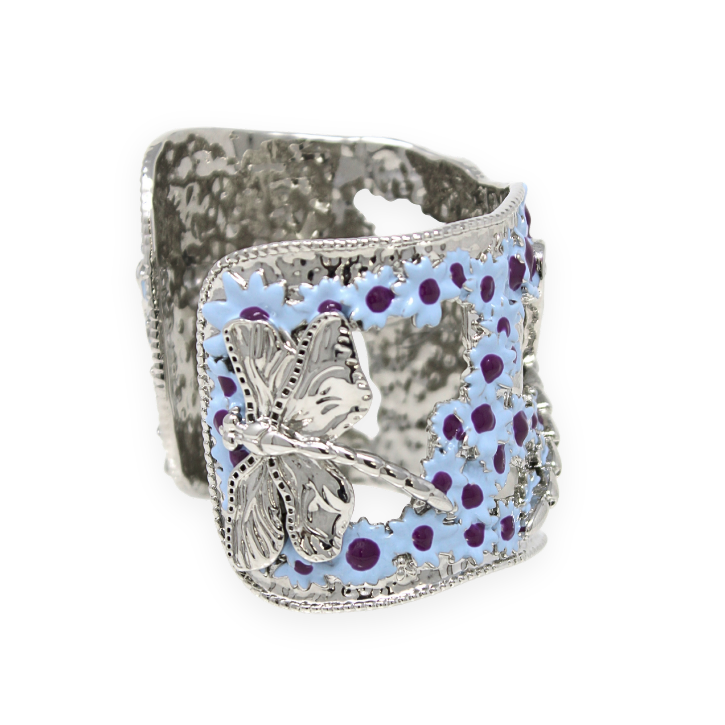 "Fly Away" Cuff Bracelet - White Rhodium