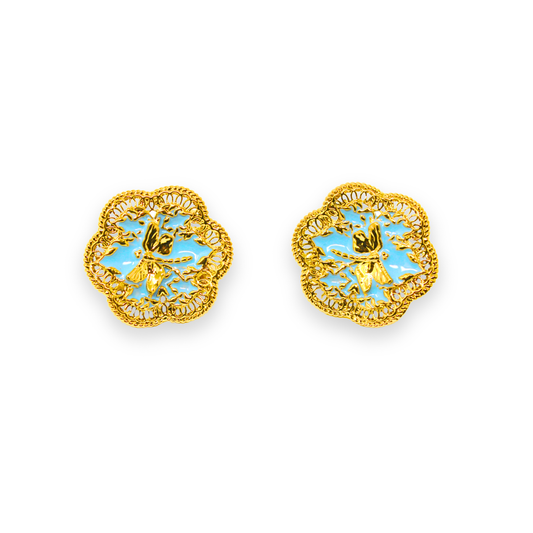 "Fly Away" Earrings - Gold & Blue