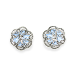 "Fly Away" Statement Earrings - White Rhodium & Blue