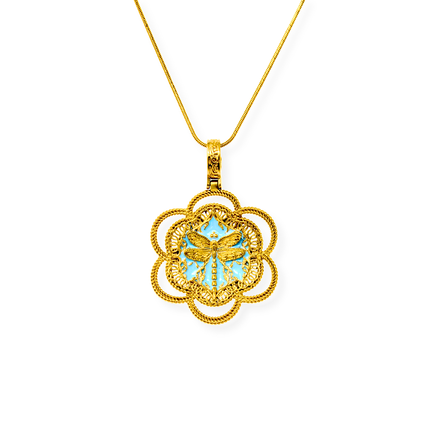 "Fly Away" Pendant - Gold & Blue