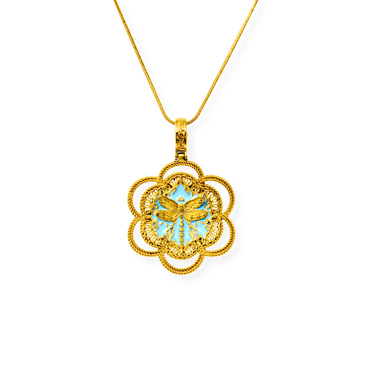 "Fly Away" Pendant - Gold & Blue