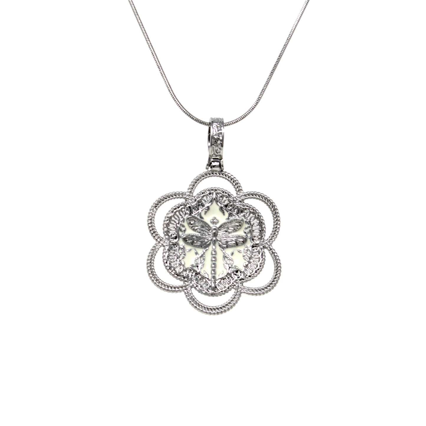 "Fly Away" Pendant - White Rhodium & Ivory