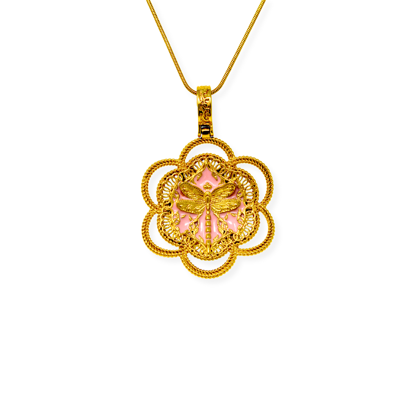 "Fly Away" Pendant - Gold & Pink