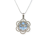 "Fly Away" Pendant - White Rhodium & Blue
