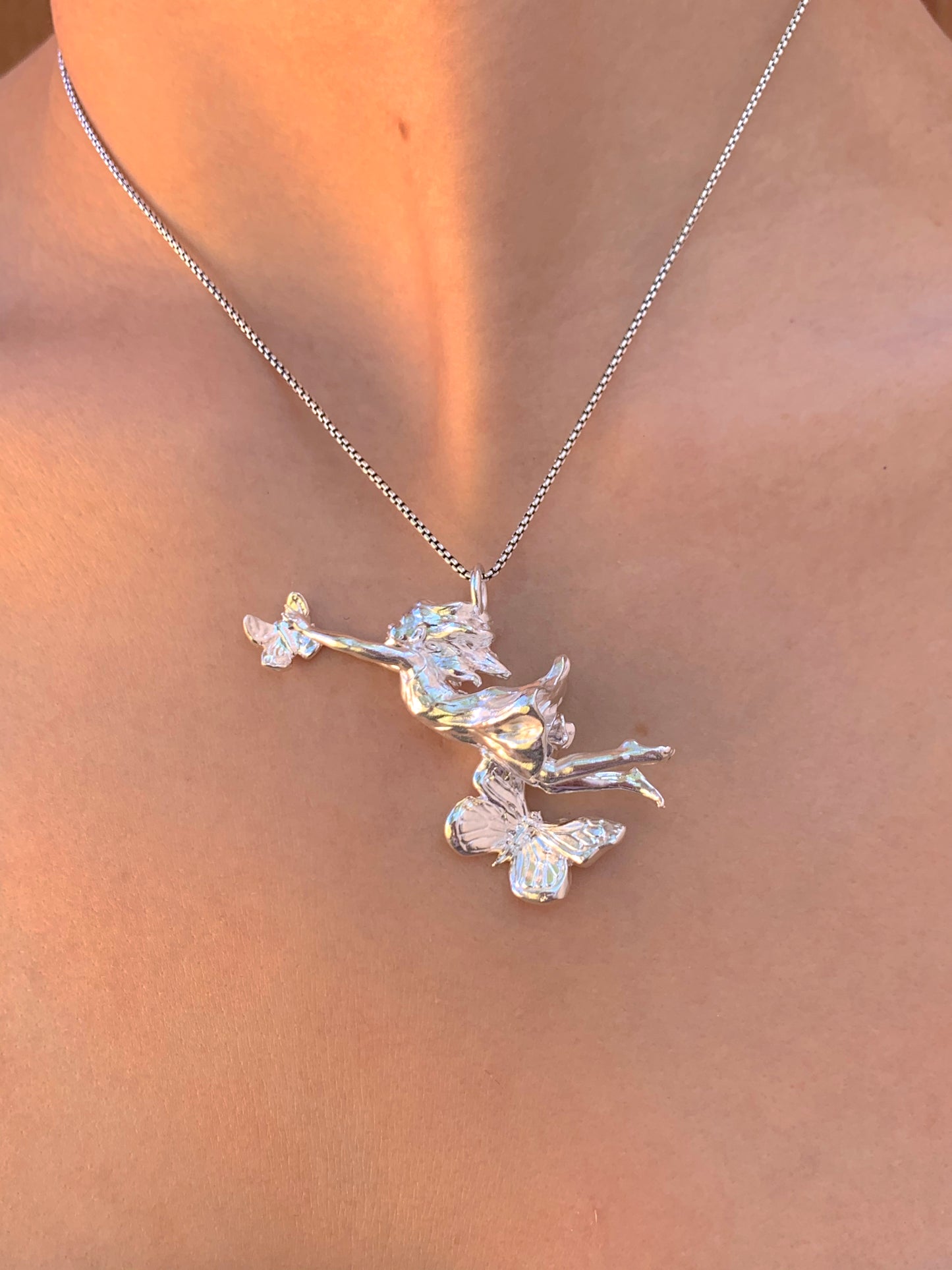"Lift Her with Butterflies" Pendant Necklace - Gold