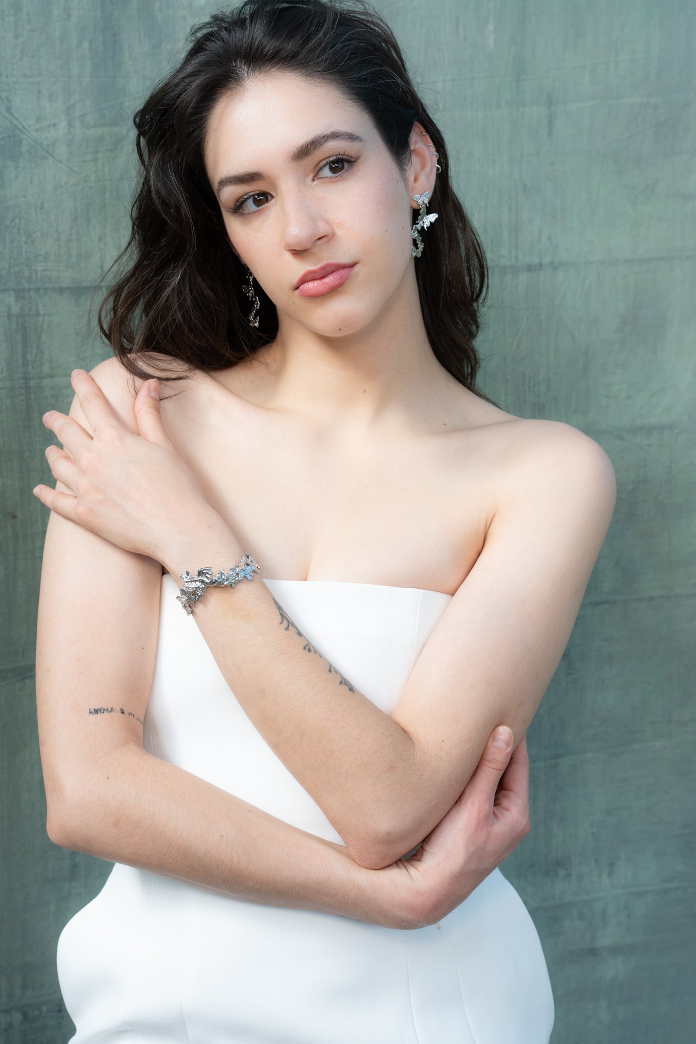 "Lift Her with Butterflies" Bracelet - White Rhodium