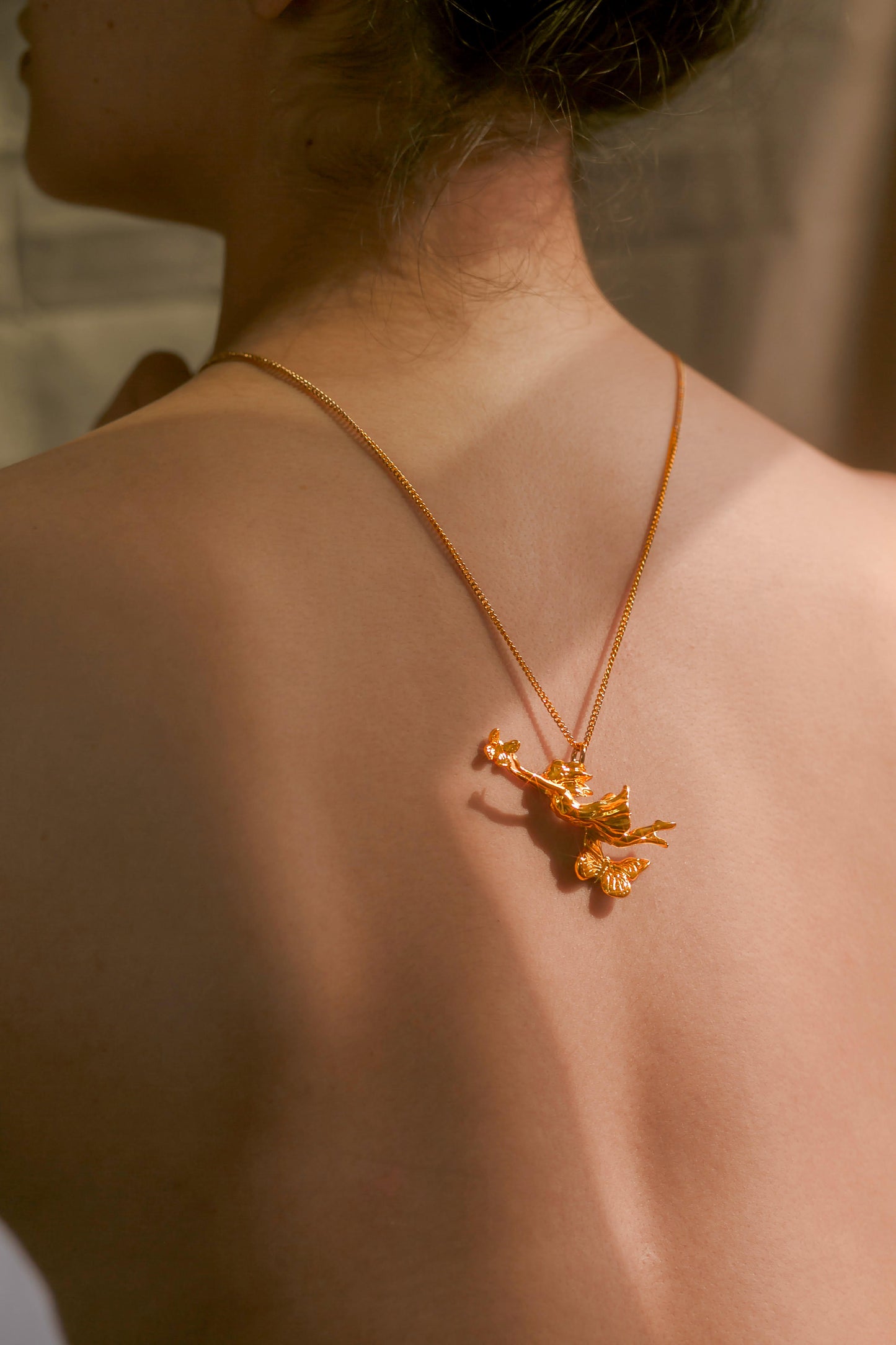 "Lift Her with Butterflies" Pendant Necklace - Gold