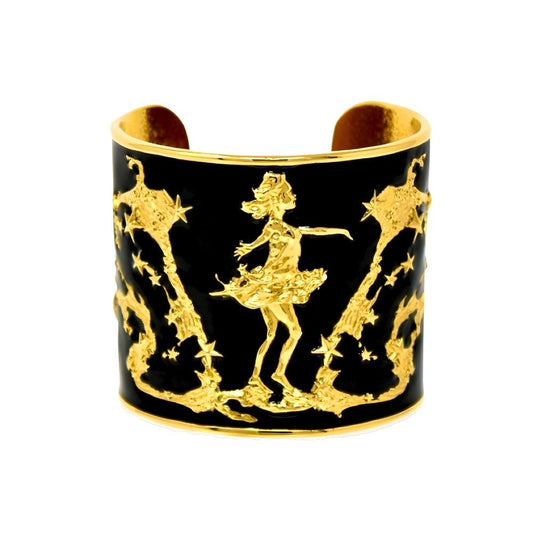 "She Moves The Stars" Cuff Bracelet - Gold & Black - Angela Mia Jewelry
