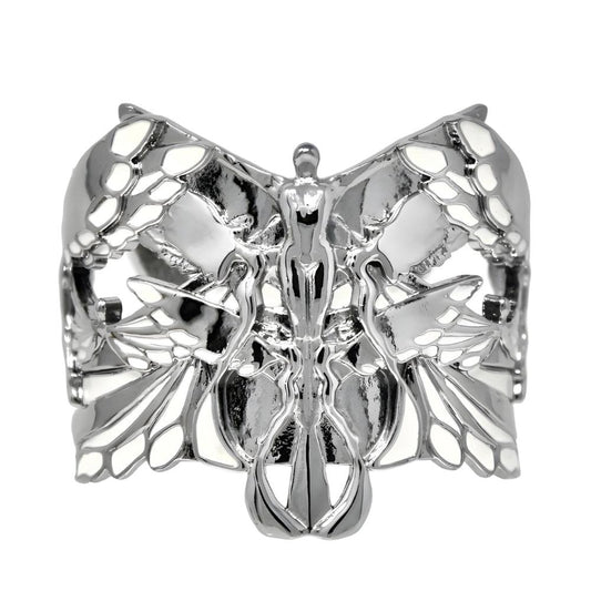 "Soaring" Cuff Bracelet - White & Rhodium - Angela Mia Jewelry