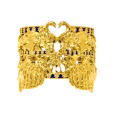 "Tea and Lilies" Cuff - Gold & Royal Blue