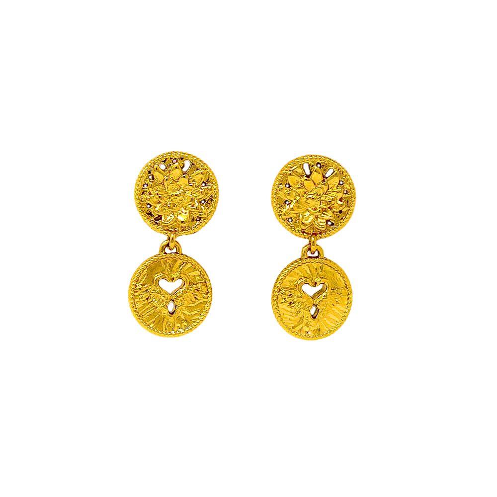 "Tea and Lilies" Small Earrings - Gold - Angela Mia Jewelry