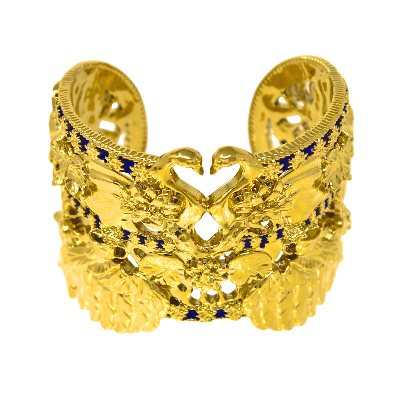 "Tea and Lilies" Cuff - Gold & Royal Blue