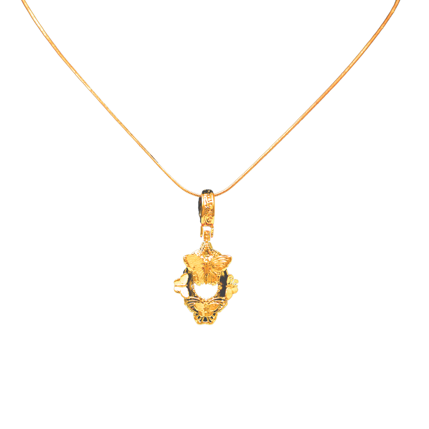 "Cherished Orchid" Pendant Necklace - Gold Butterfly