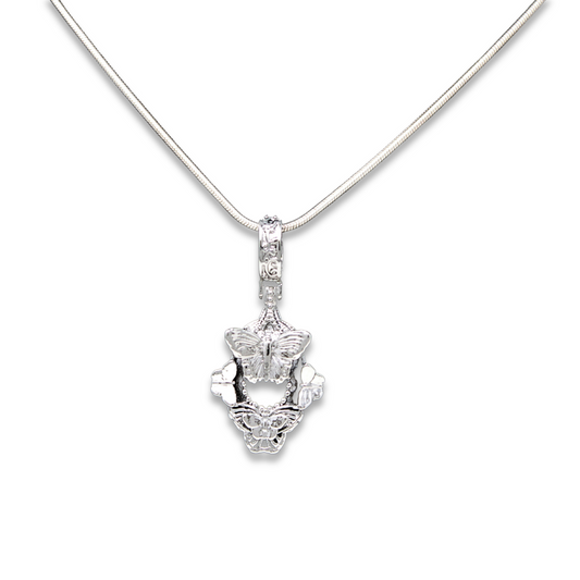 "Cherished Orchid" Pendant - White Rhodium Butterfly