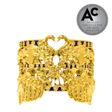"Tea and Lilies" Cuff - Gold & Royal Blue