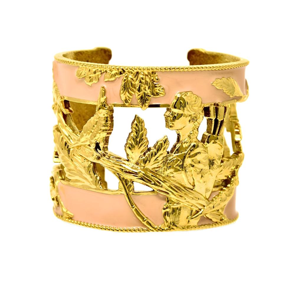 "Vigor" Cuff Bracelet - Gold & Green - Angela Mia Jewelry