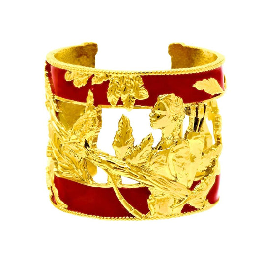 "Vigor" Cuff Bracelet - Gold & Red - Angela Mia Jewelry