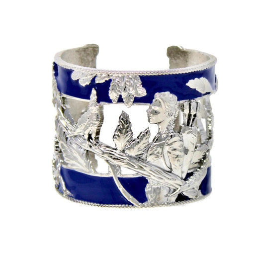"Vigor" Cuff Bracelet - Silver & Royal Blue - Angela Mia Jewelry